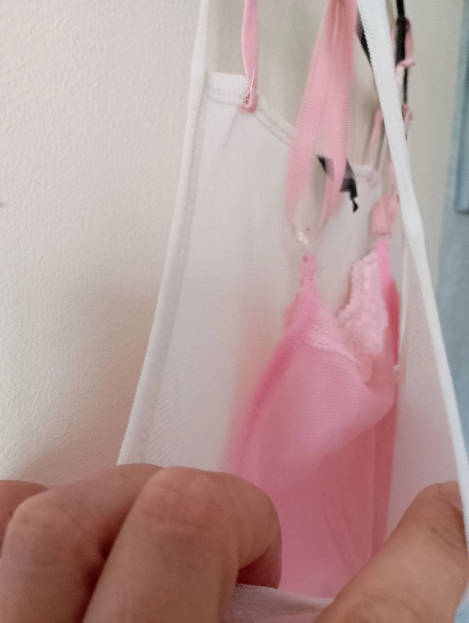 Nuisette branca com alças finas e renda Kiabi feminino tamanho G – photo 7
